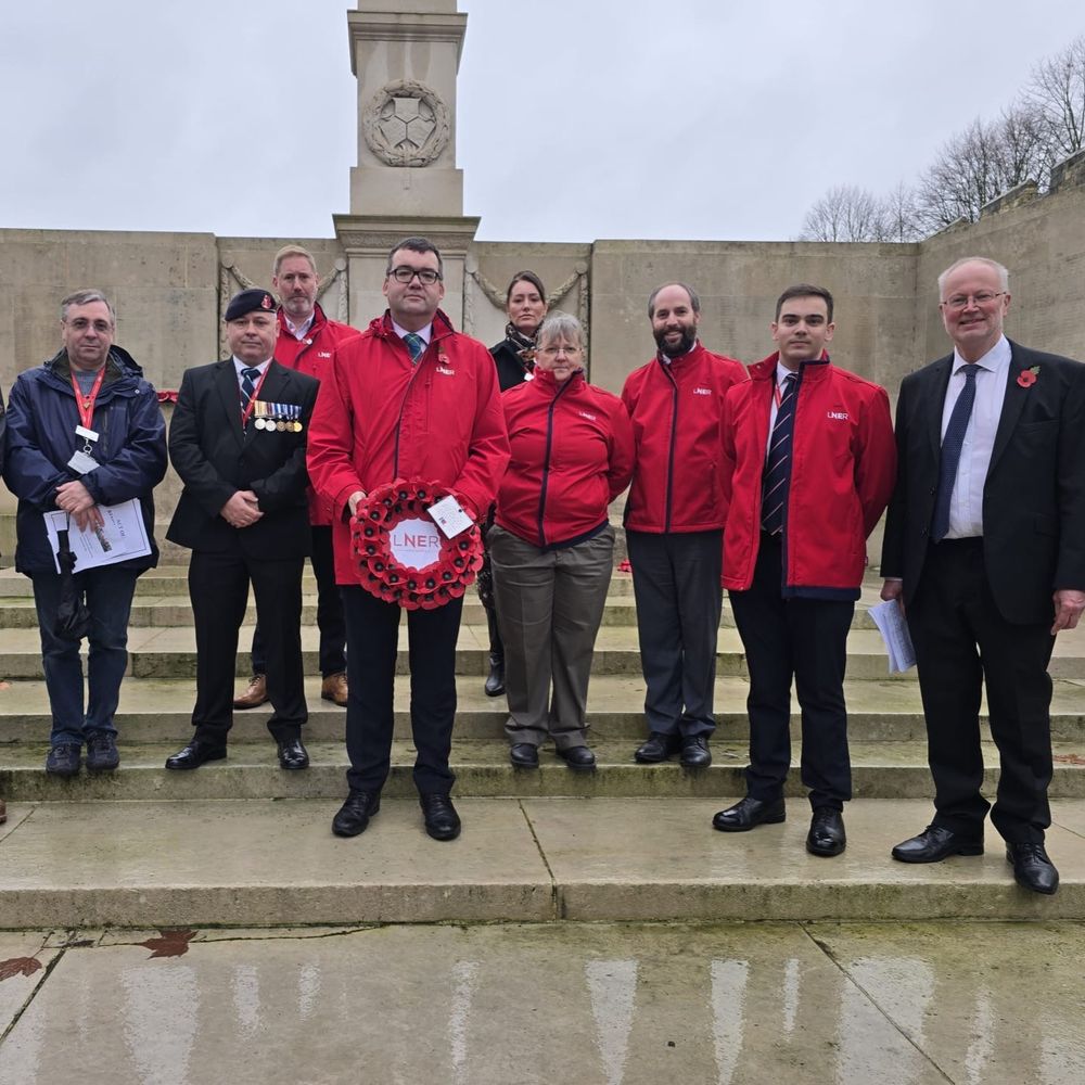 LNER Staff at the North Eastern Railways War Memorial in York.