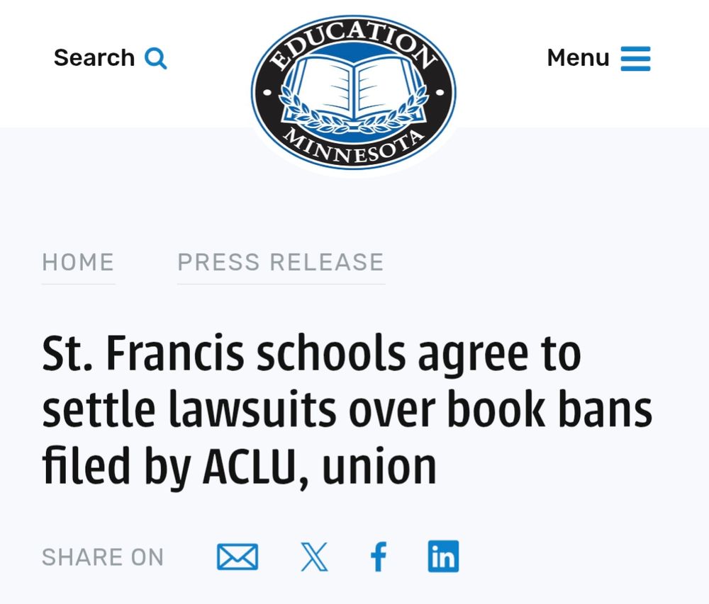 Press Release on Education Minnesota - St. Francis schools agree to settle lawsuits over book bans filed by ACLU, union