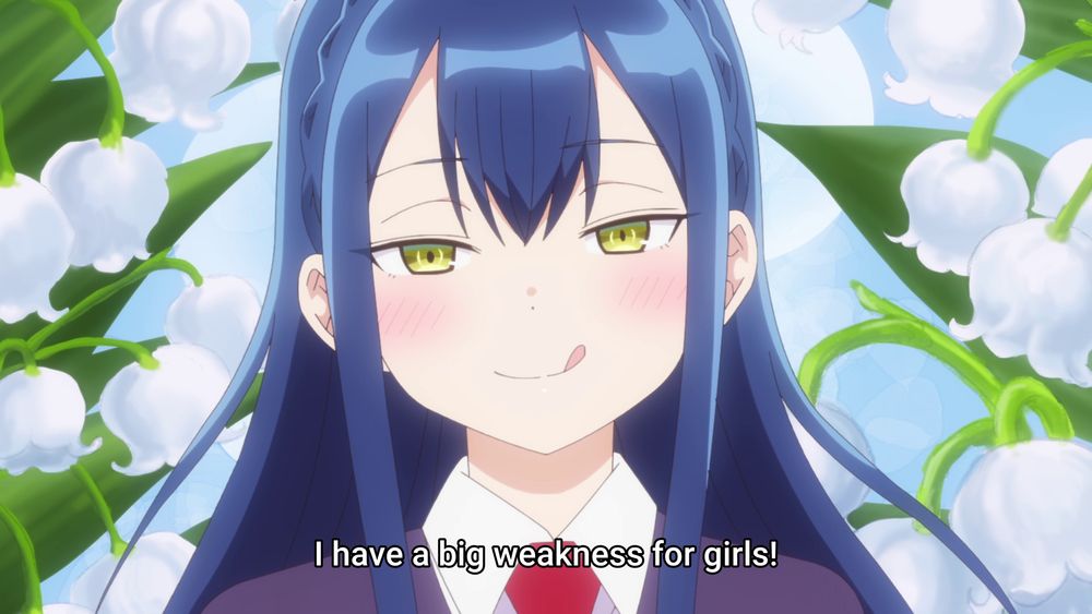 Kiyoraka Sumiki from episode five of Bad Girl, "I have a big weakness for girls!" she says with her tongue out