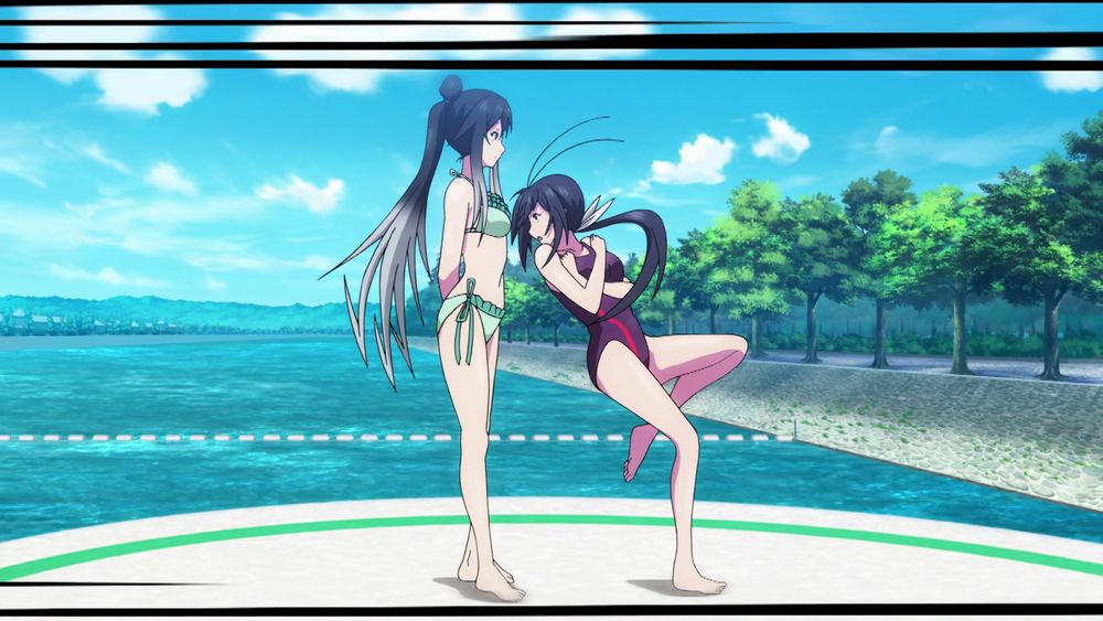 Keijo episode six, Nozomi runs into Kyoko's boobs