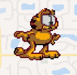 Garfield on my old route to work, but now he's been colored in. :unsmith: