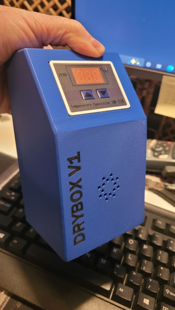 3d printed electronic enclosure for the filament dry box. 