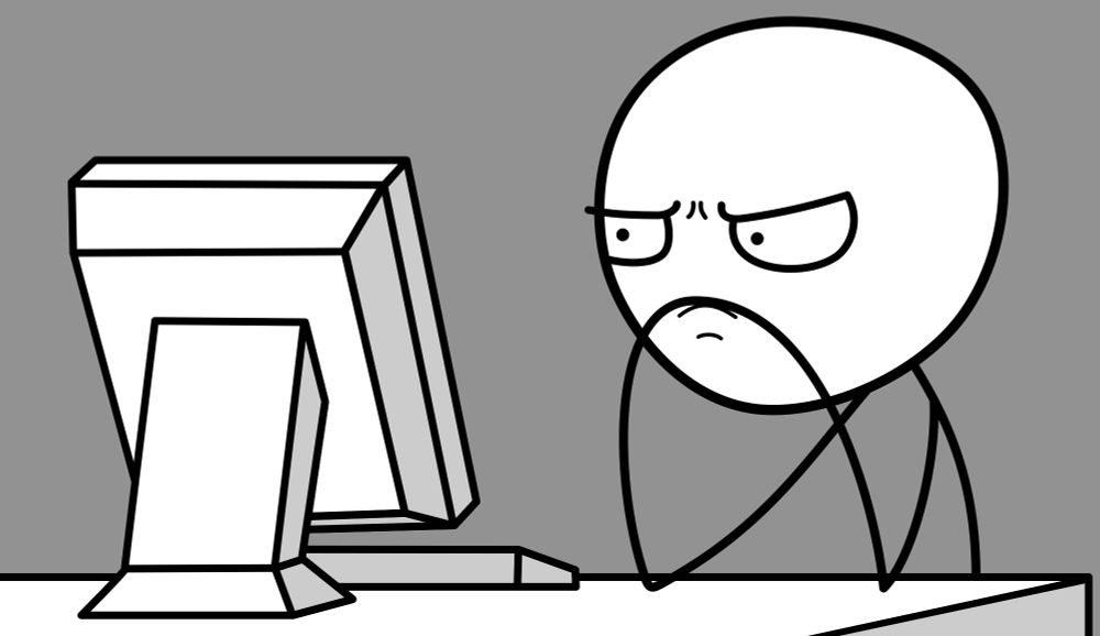 "Computer guy meme" of stick figure sitting at a desk looking very intently at a computer monitor.