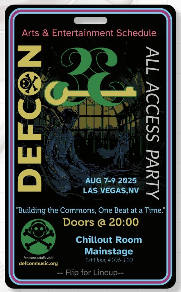 defcon 33 artist lineup with artist names and times.