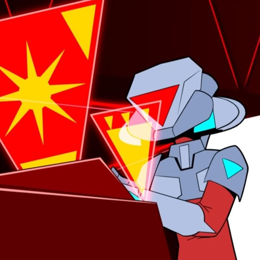 A LAW bridge officer in front of a red holographic screen
