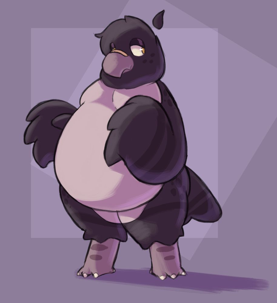drawing of Tix, a dark grey bird