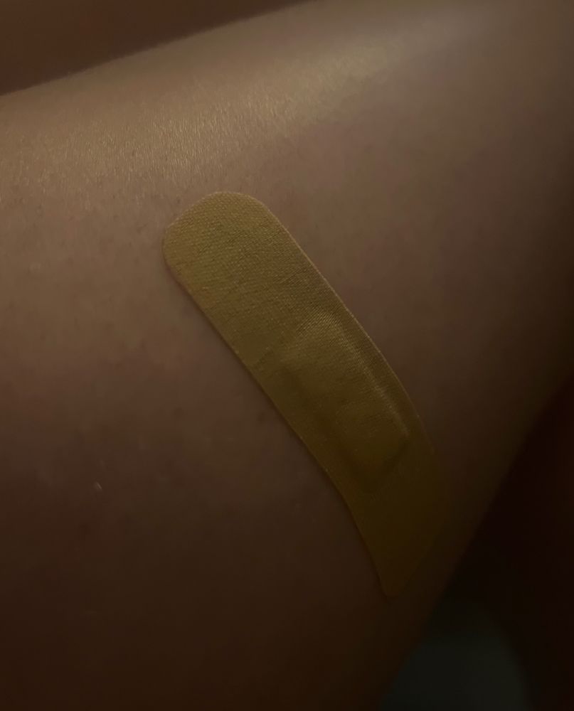 my thigh with a plaster on it