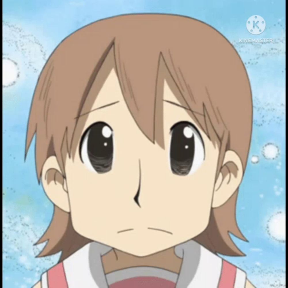 a cartoon girl with a sad look on her face is being animated in kinemaster