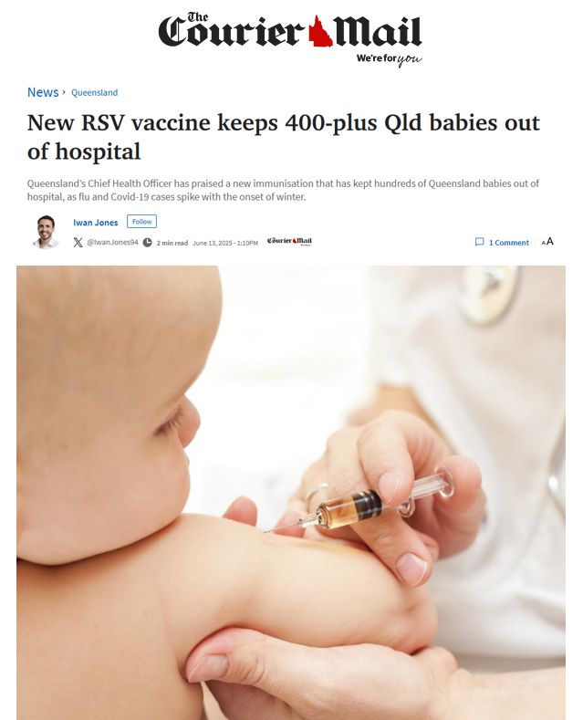 New RSV vaccine keeps 400-plus Qld babies out of hospital
Queensland’s Chief Health Officer has praised a new immunisation that has kept hundreds of Queensland babies out of hospital, as flu and Covid-19 cases spike with the onset of winter.

Iwan Jones
Iwan Jones
follow
@IwanJones94
2 min read
June 13, 2025 - 1:10PM