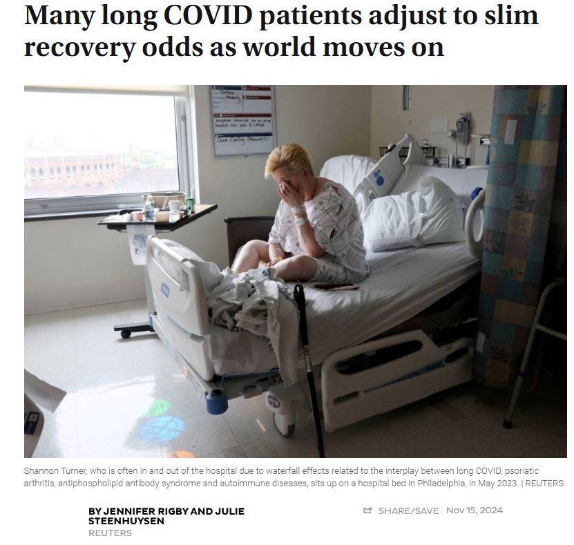 Many long COVID patients adjust to slim recovery odds as world moves on

By Jennifer Rigby and Julie Steenhuysen
REUTERS
 SHARE/SAVE
Nov 15, 2024