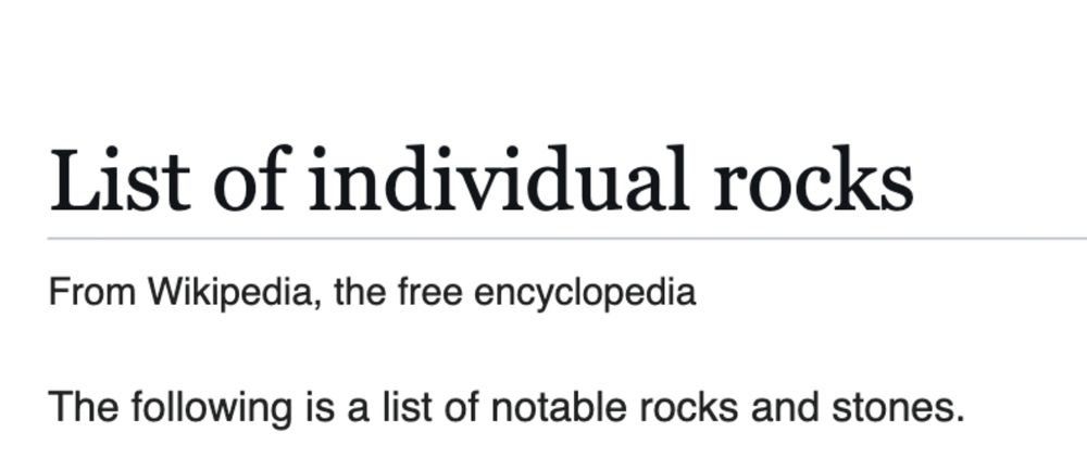 list of individual rocks