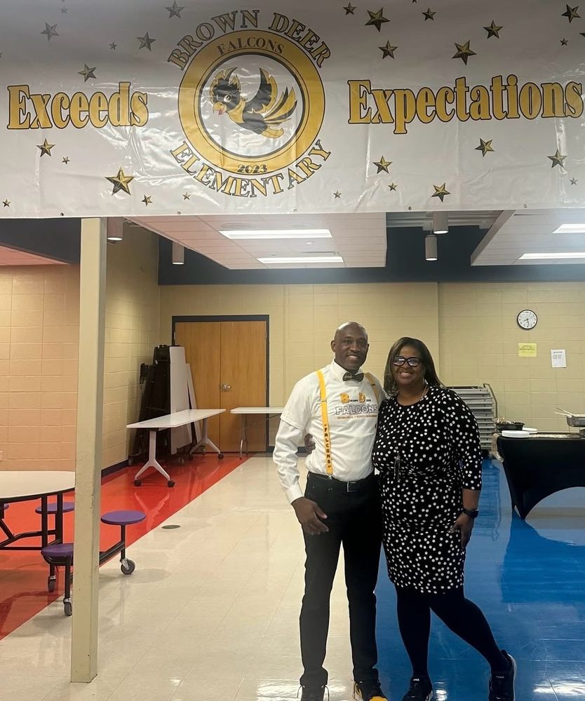 Me with Dr. Cotton (Superintendent of the School District of Brown Deer) celebrating being recognized as a school that EXCEEDS EXPECTATIONS 2 years in a row. 