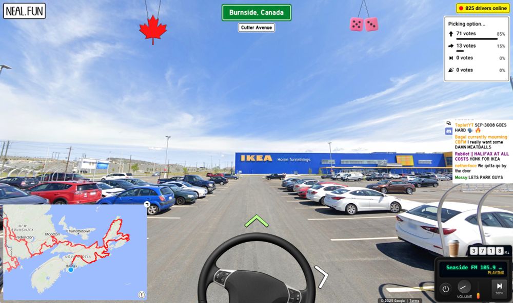 Screenshot of Internet Roadtrip showing an Ikea parking lot