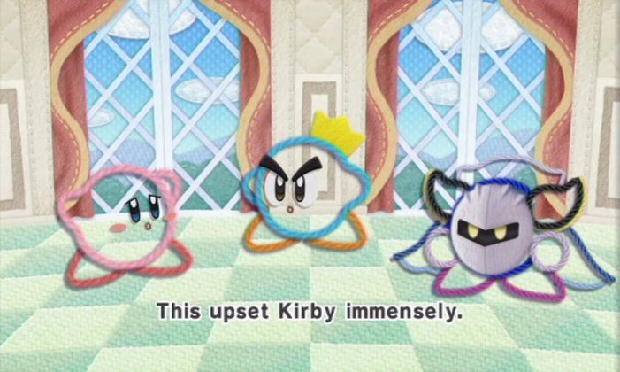 An image of Kirby looking very upset at what he just heard