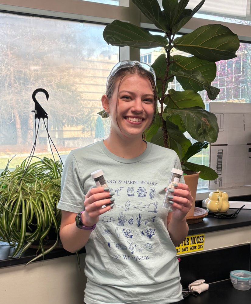 Grad student Emily Leiser with freeze-dried samples.