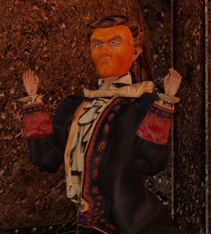 Morrowind Trump standing around with his tiny fingies