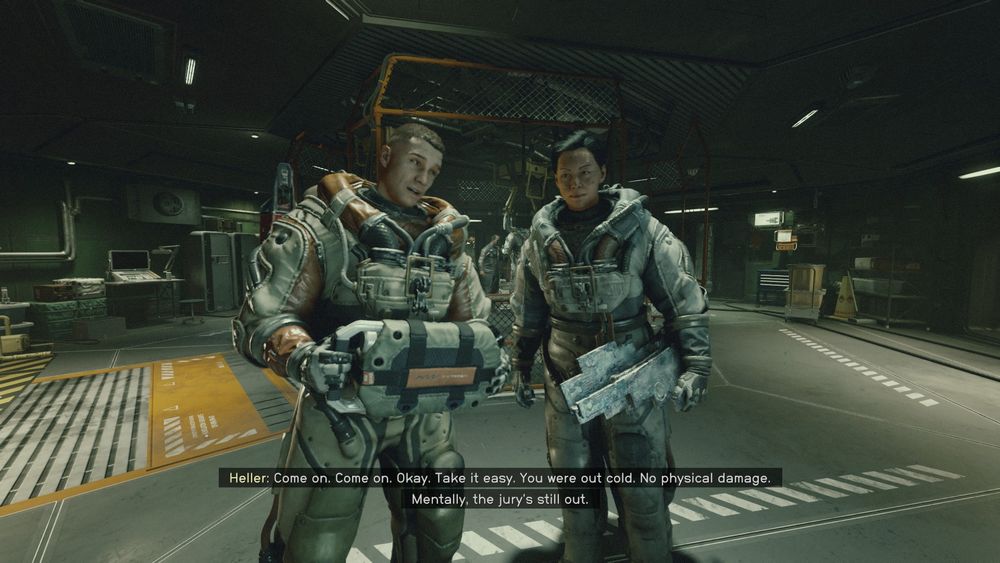 Heller: Come on. Come on. Okay. Take it easy. You were out cold. No physical damage. Mentally, the jury's still out.