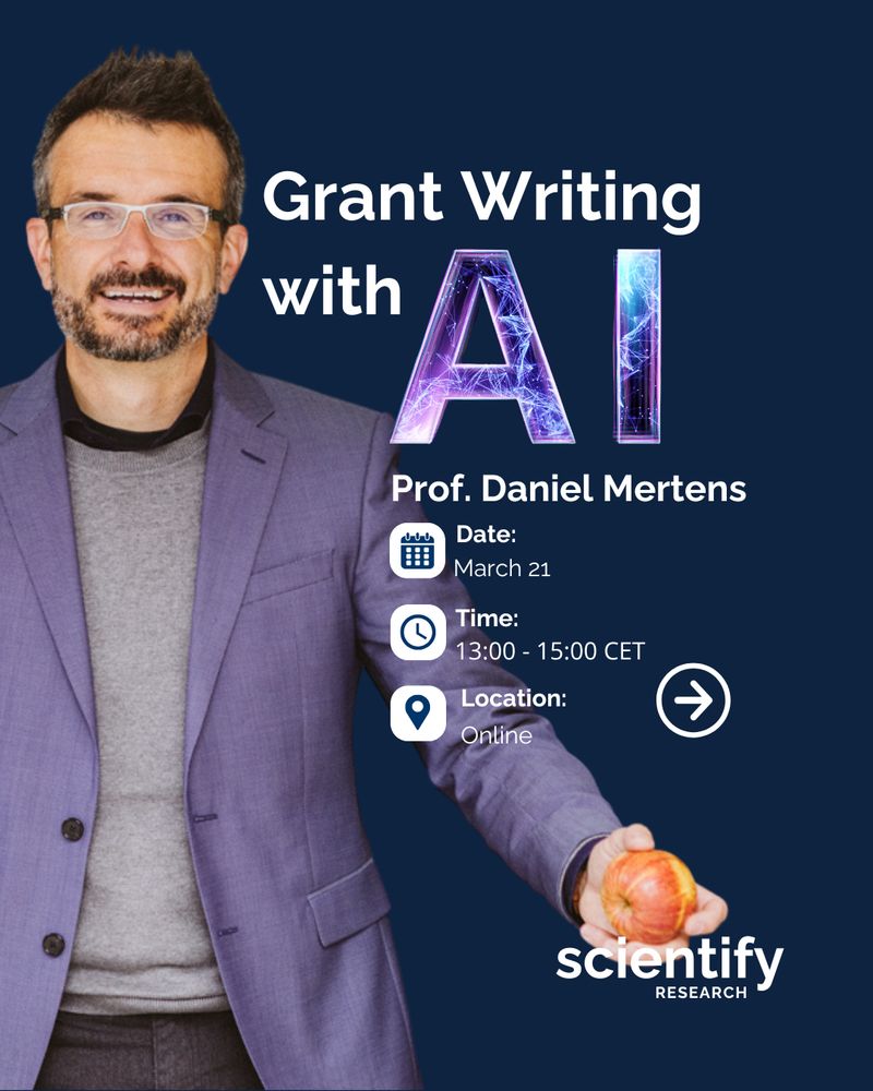 🚀 Struggling with grant writing? Let AI help!
Finding funding is tough. Writing a standout proposal? Even tougher. But AI can boost efficiency by 25% and improve research quality by 40%!
Join Prof. Daniel Mertens & @scientifyresearch.org for a FREE webinar and discover how AI can transform your grant applications.
📅 Date: March 21, 2025 | Time: 1-3 PM CET
🎟️ Spots are limited – Register now! 👉 [Insert Link] https://www.scientifyresearch.org/event/next-level-grant-writing-with-ai-webinar-march-2025/
💡 Work smarter. Secure more grants. Let AI do the heavy lifting!
#GrantWritingWithAI #AIforResearchers #AIinAcademia #ResearchFunding #AcademicSuccess #FundingOpportunities