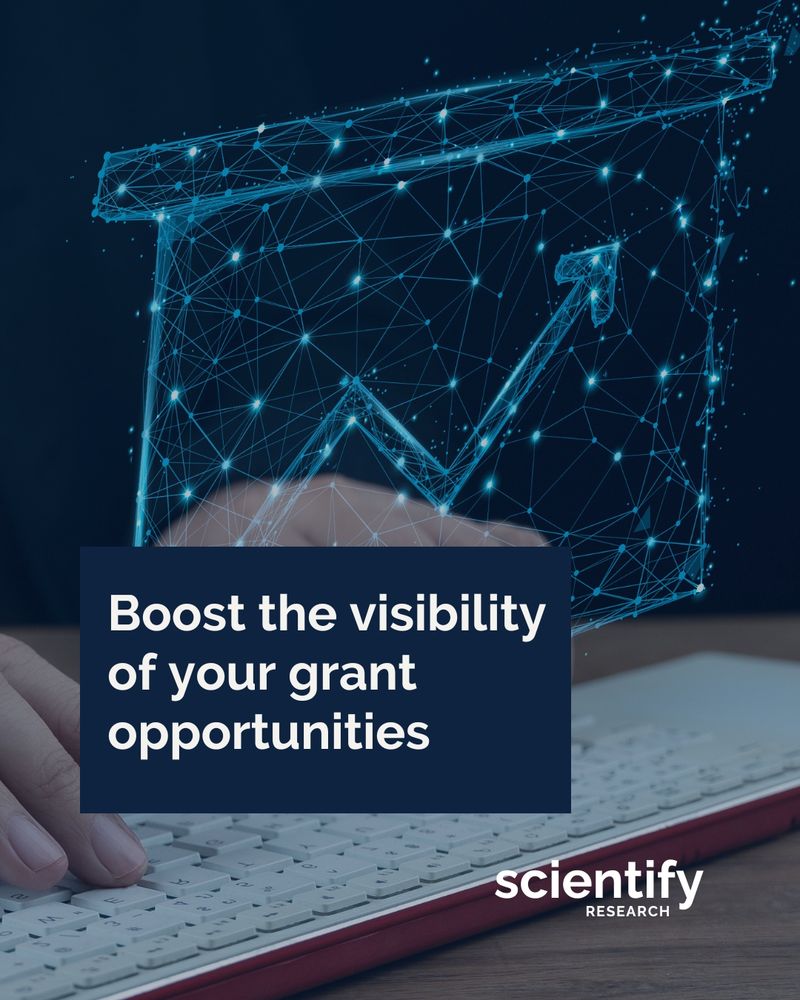 Boost the visibility of your grant opportunities typing on a keyboard and a data arrow going up