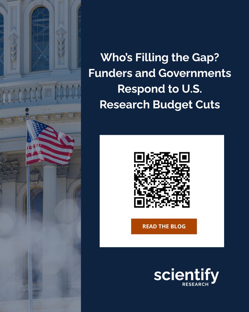 government building and flag of the us. Who's filling the gap? funders and governments respond to U.S research budget cuts, read the blog. scienitfyRESEARCH