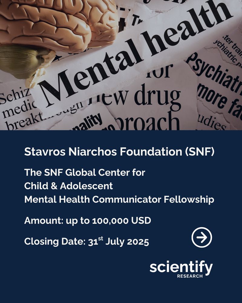 Stavros Niarchos Foundation (SNF) The SNF Global Center for Child & Adolescent Mental Health Communicator Fellowship Amount: up to 100,000 USD Closing Date: 31st July 2025