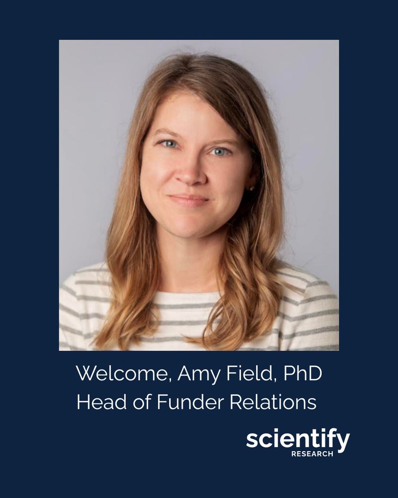Welcome Amy Field, PHD Head of Funder Relations scientifyRESEARCH