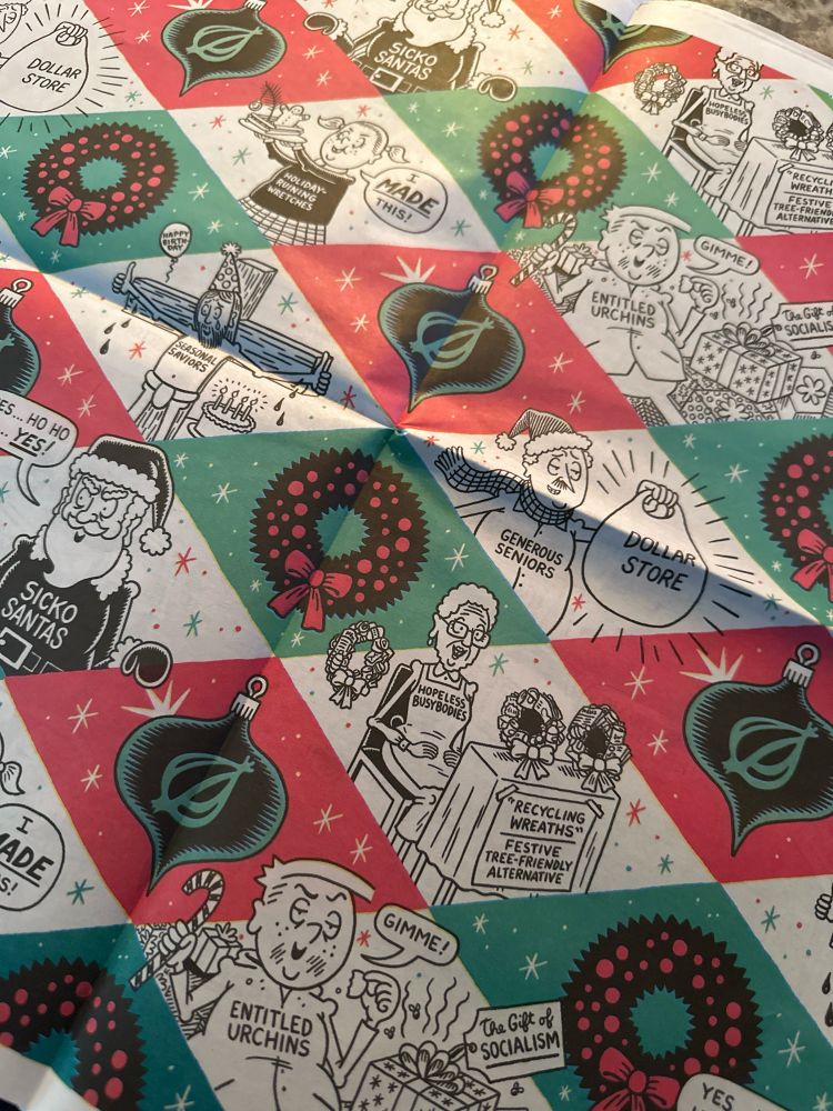 The wrapping paper pages that came with the latest print edition of the Onion. 