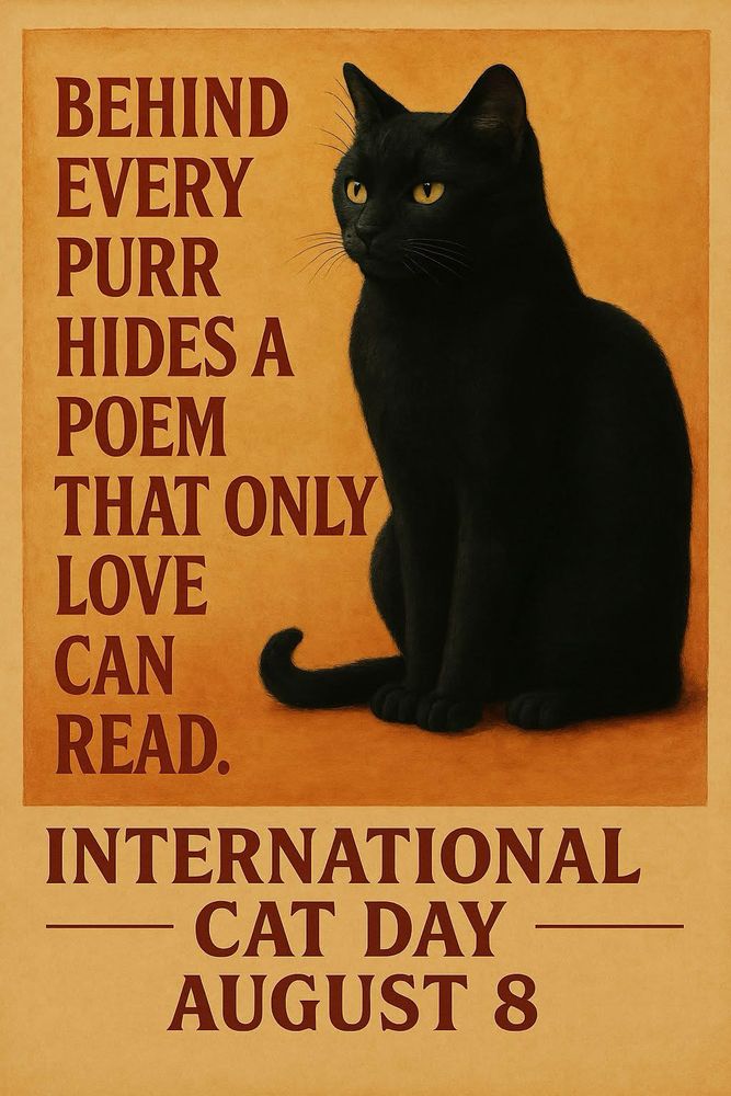 BEHIND EVERY PURR
HIDES A POEM
THAT ONLY LOVE CAN READ.
INTERNATIONAL
- CAT DAY
AUGUST 8 Black Cat
