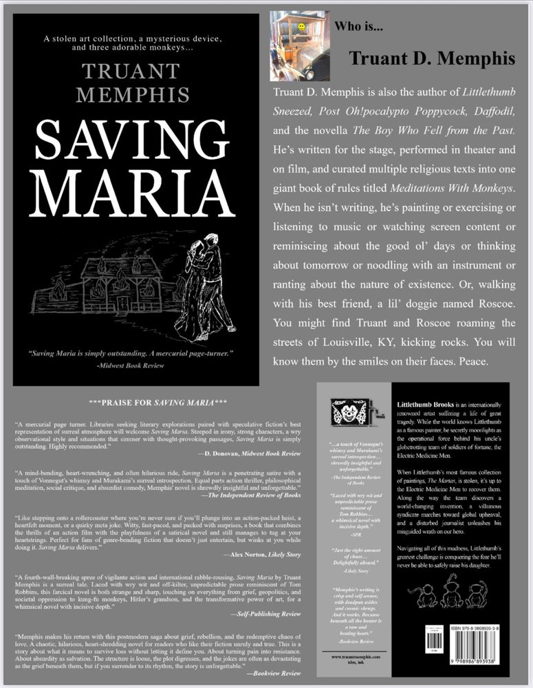 Front page of Media Kit for Truant Memphis’ upcoming novel, Saving Maria.