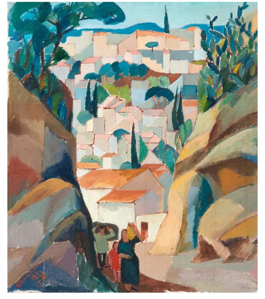 Tuulikki Pietilä’s cubist painting of a village in Spain in 1951