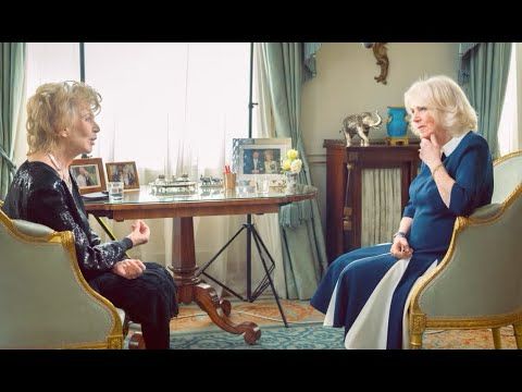 Queen Camilla in conversation with Edna O'Brien