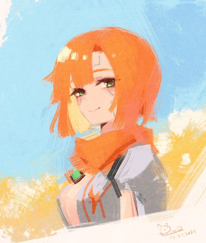 An arty Cyber!Amphy, smiling for the camera, by RNNAsama