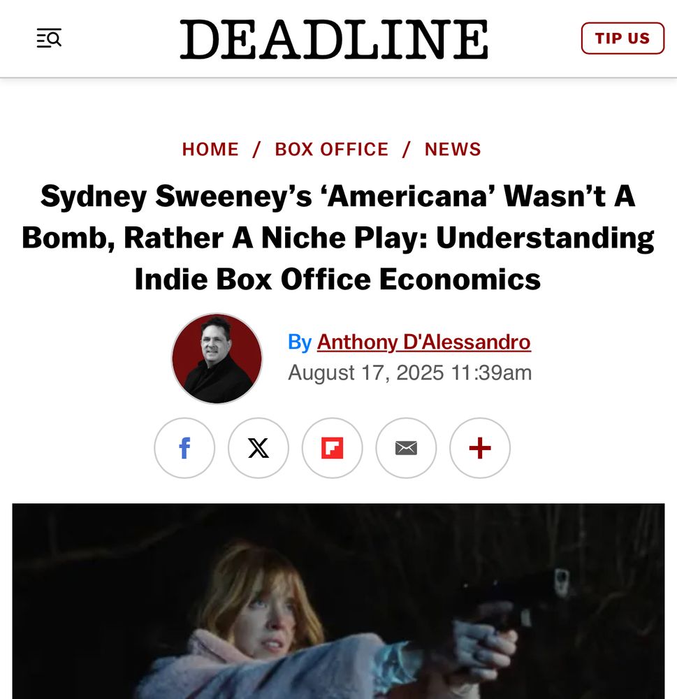 Headline: Sydney Sweeney's 'Americana' Wasn't A Bomb, Rather A Niche Play: Understanding Indie Box Office Economics