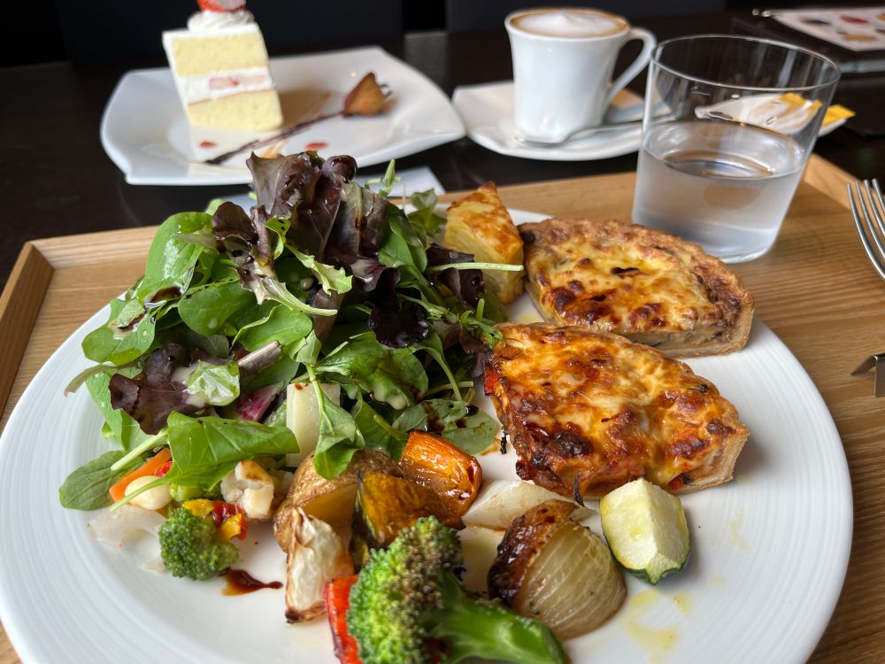 The quiche lunch set at a patisserie in Otaru, Japan, plus cake of course. 