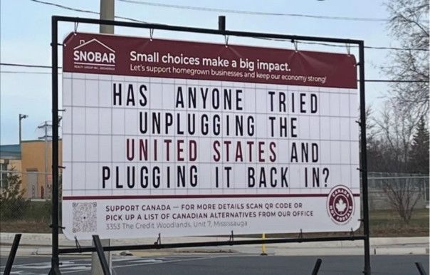 SNOBAR sign for small businesses says,"HAS ANYONE TRIED UNPLUGGING THE UNITED STATES AND PLUGGING IT BACK IN?"