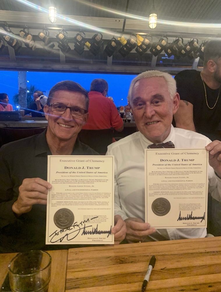 Pardons for a couple of US worst criminals Mike Flynn and Roger Stone