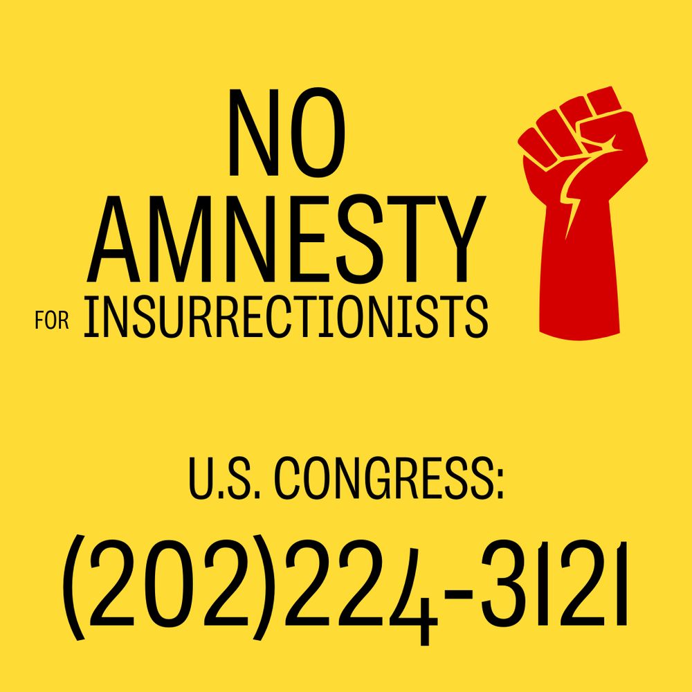 NO AMNESTY FOR INSURRECTIONISTS U.S. CONGRESS (202)224-3121