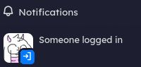 The sharkey notification section:
Someone logged in