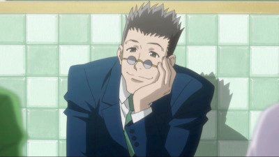 Leorio Paladiknight looking caringly at his children (Gon & Killua)