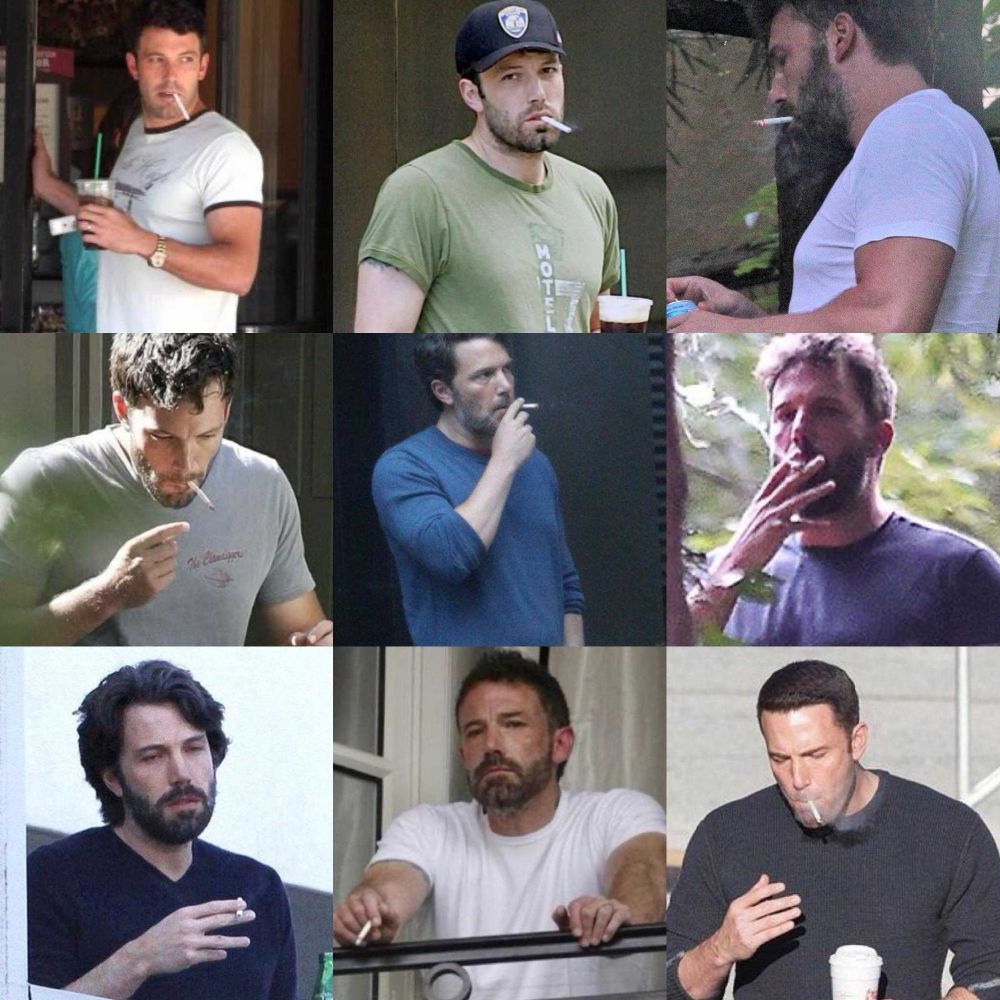 Nine grid spread of Ben Affleck reaction images 