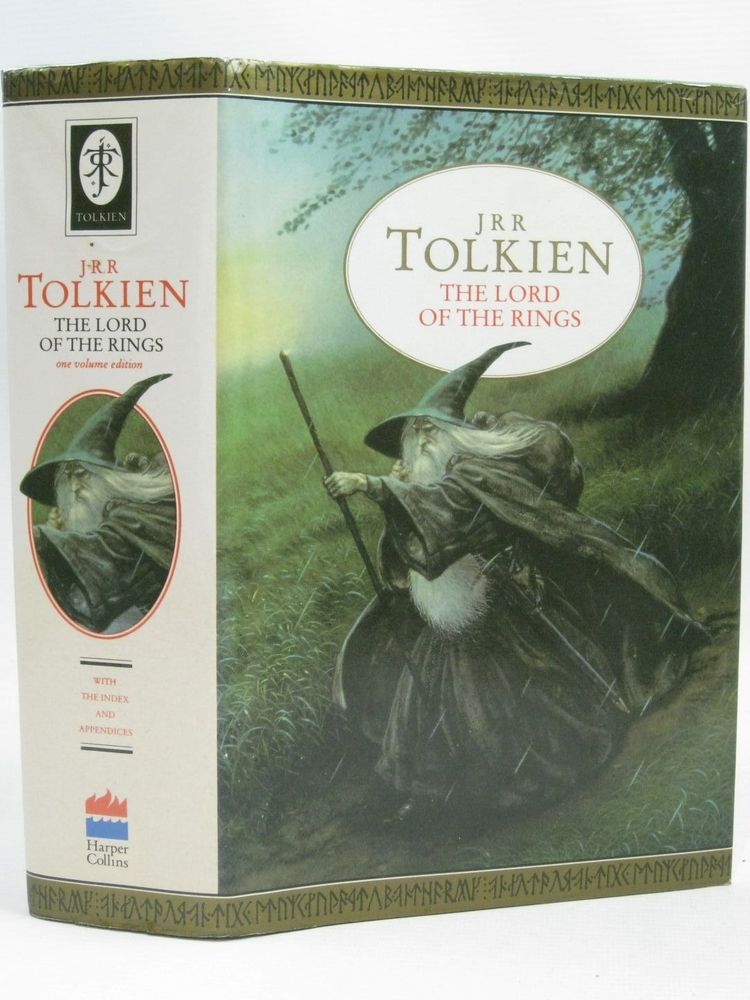 HarperCollins one-volume Lord of the Rings, with John Howe’s cover image of Gandalf the Grey striding downhill through the rain.