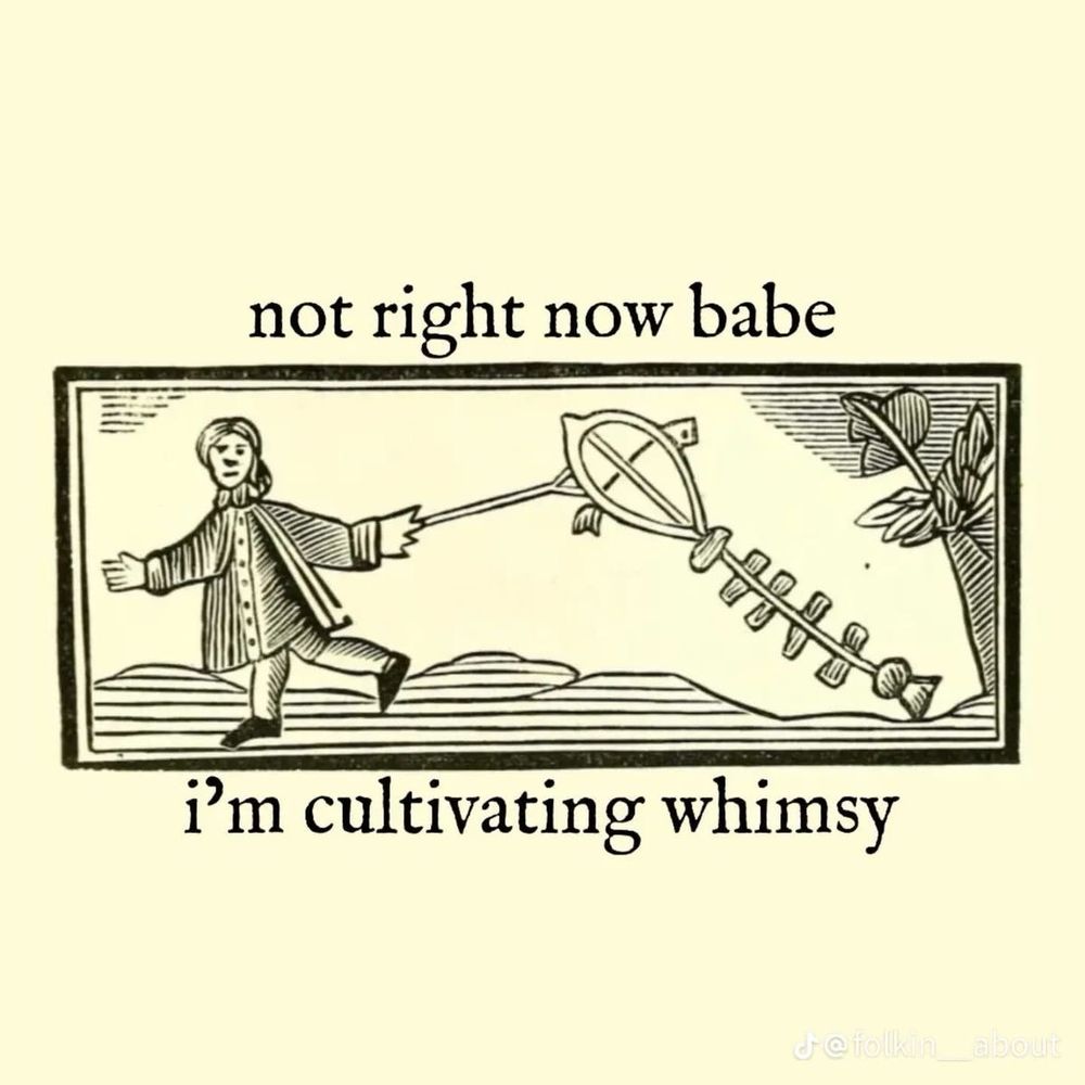 Illustration: little funky guy holding a kite with text that reads “not right now babe I’m cultivating whimsy”

Image from page 324 of "Chap-books of the eighteenth century" (1882) 
Identifier: chapbooksofeight00asht
Title: Chap-books of the eighteenth century
Year: 1882 (1880s)
Authors: Ashton, John, b. 1834