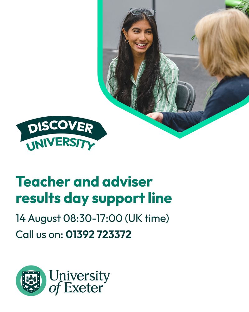 Teacher and adviser results day support line 
Call us on 01392 723372