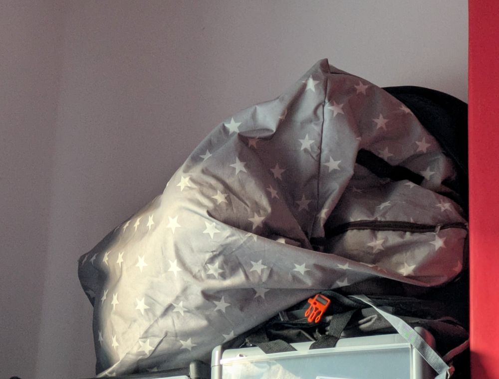 Storage bag that looks a bit like a sleeping dog