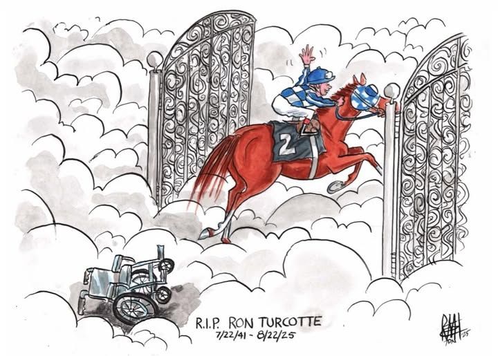 Ron Turcotte and Secretariat entering heaven, leaving Ron's wheelchair behind.
