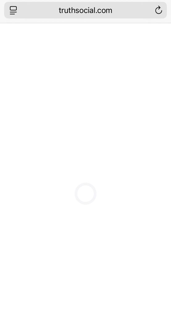 Truthsocial.com, nur weiß und ein grauer leerer Spinner