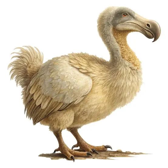 Realistic Extinct Dodo Bird Illustration Beige Plumage Curved Beak Ornithological Art Free PNG