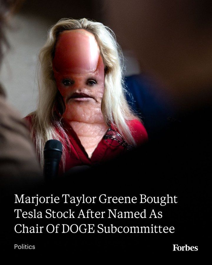 Marjorie Taylor Greene photoshopped into a thumb. As we do.