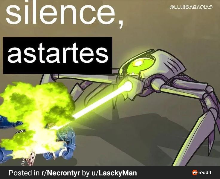 Necron says silence astartes with laser 