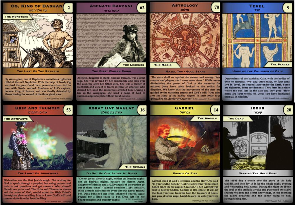 Art board with 8 example trading cards